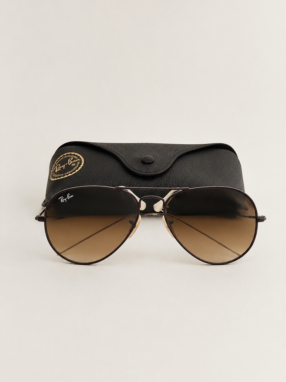 Ray-Ban Brown Gradient Purple Aviator Sunglasses